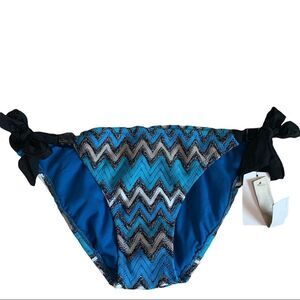 Perry Ellis blue gray chevron knit bikini bottoms Sz XS NWT